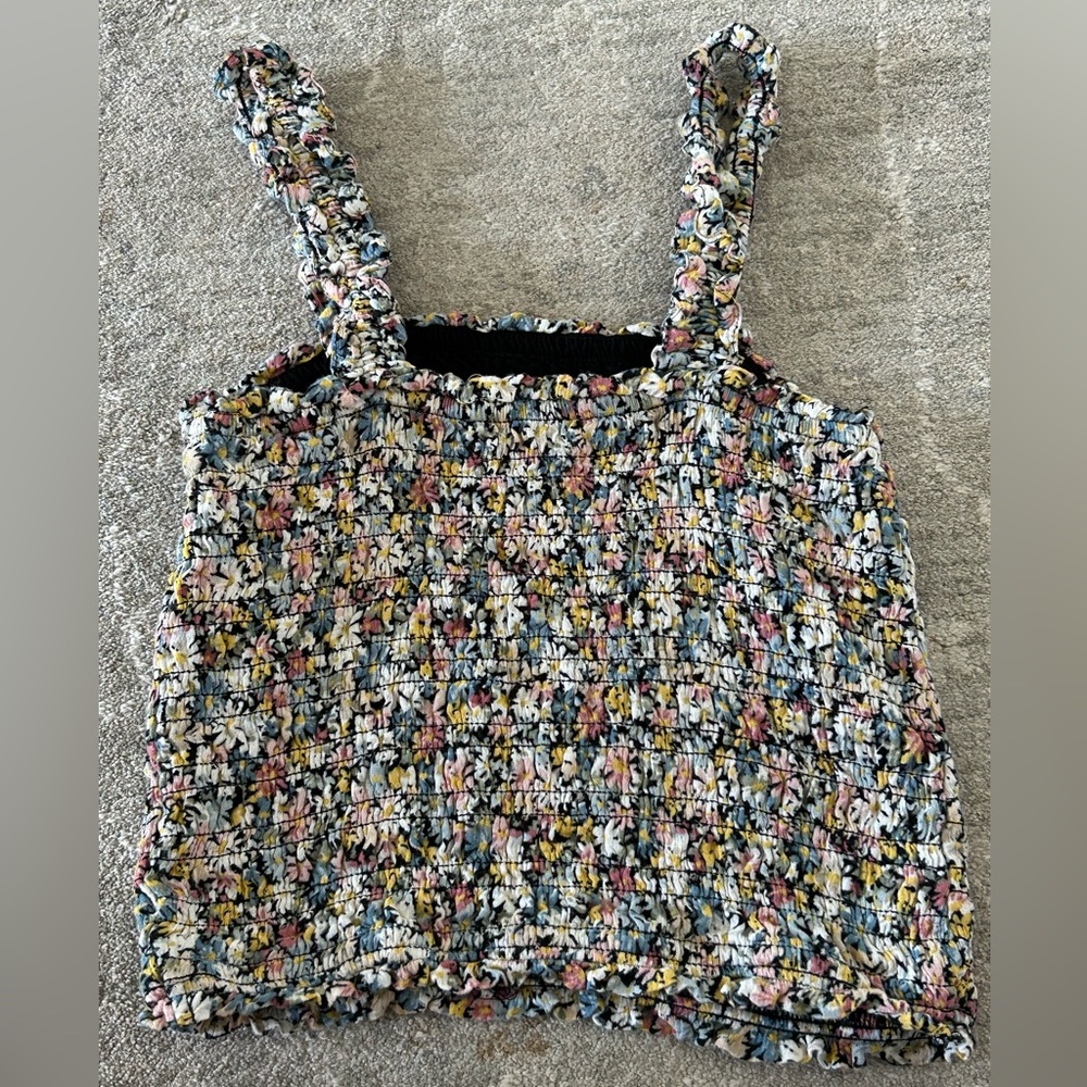 Women’s Abercrombie & Fitch Smocked Sleeveless Floral Crop Top Size Small - Picture 5 of 5